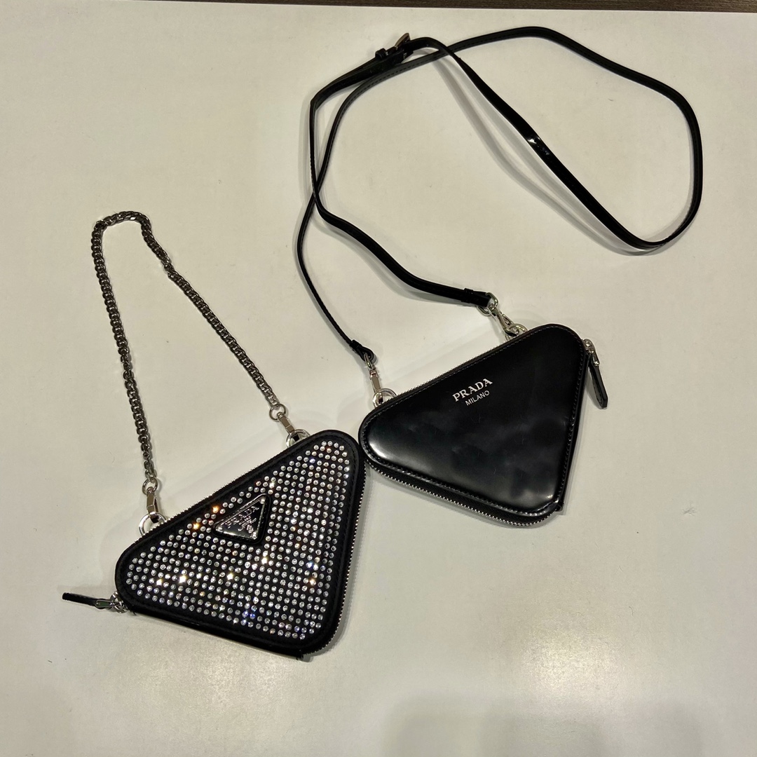 Bagsaaa Pra*a Embellished satin and leather mini pouch black - 15x10x5cm