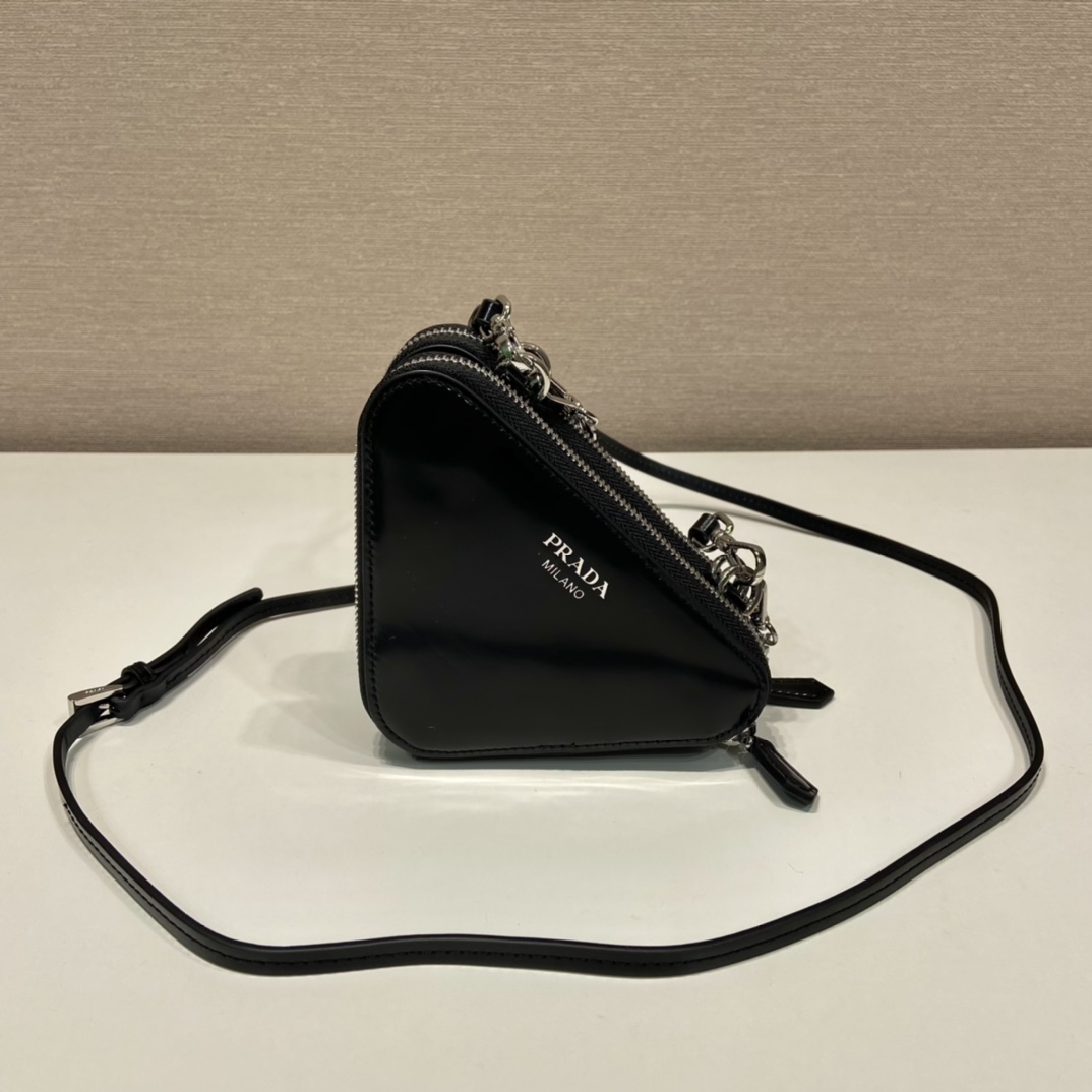 Bagsaaa Pra*a Embellished satin and leather mini pouch black - 15x10x5cm