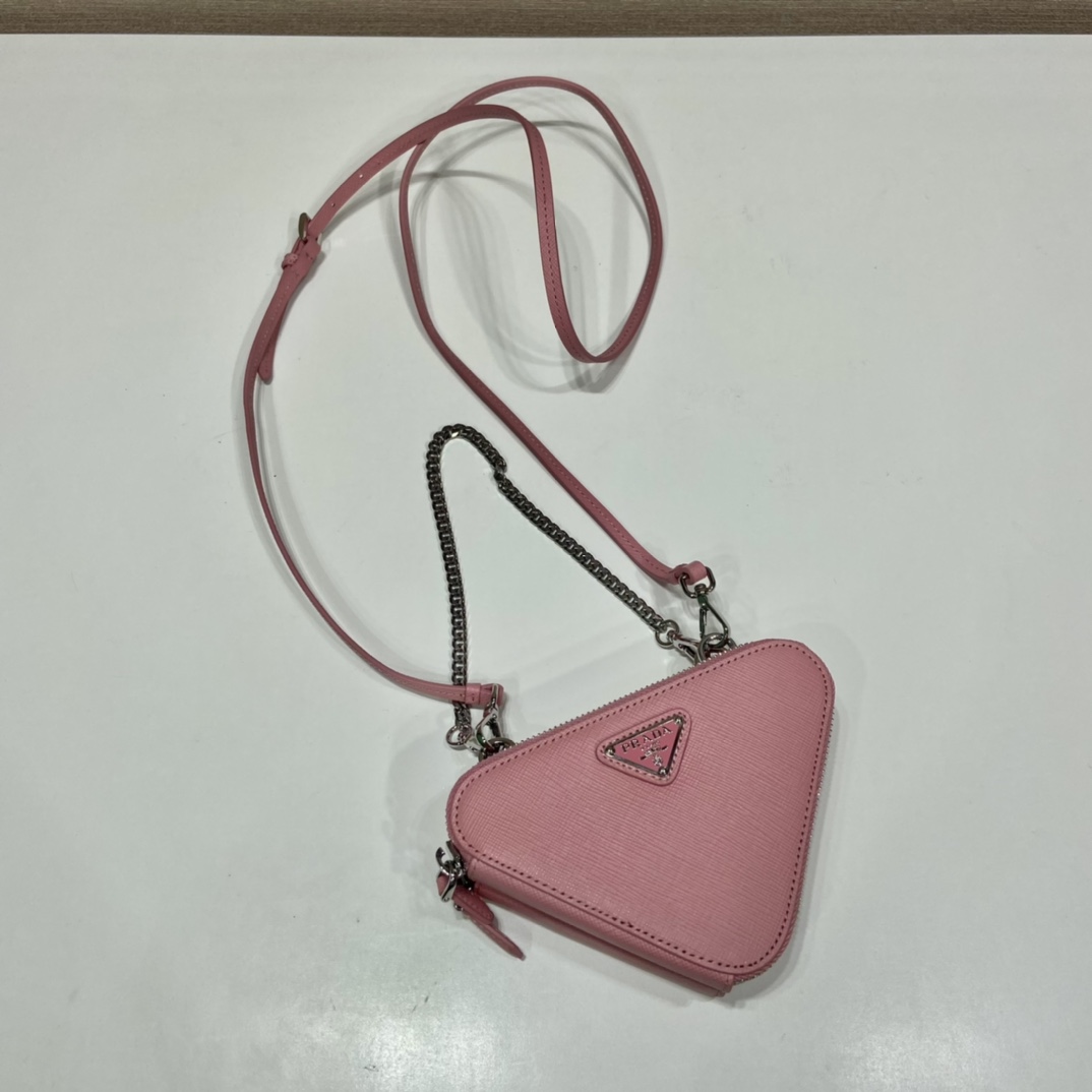 Bagsaaa Pra*a Saffiano leather mini-pouch pink - 15x10x5cm