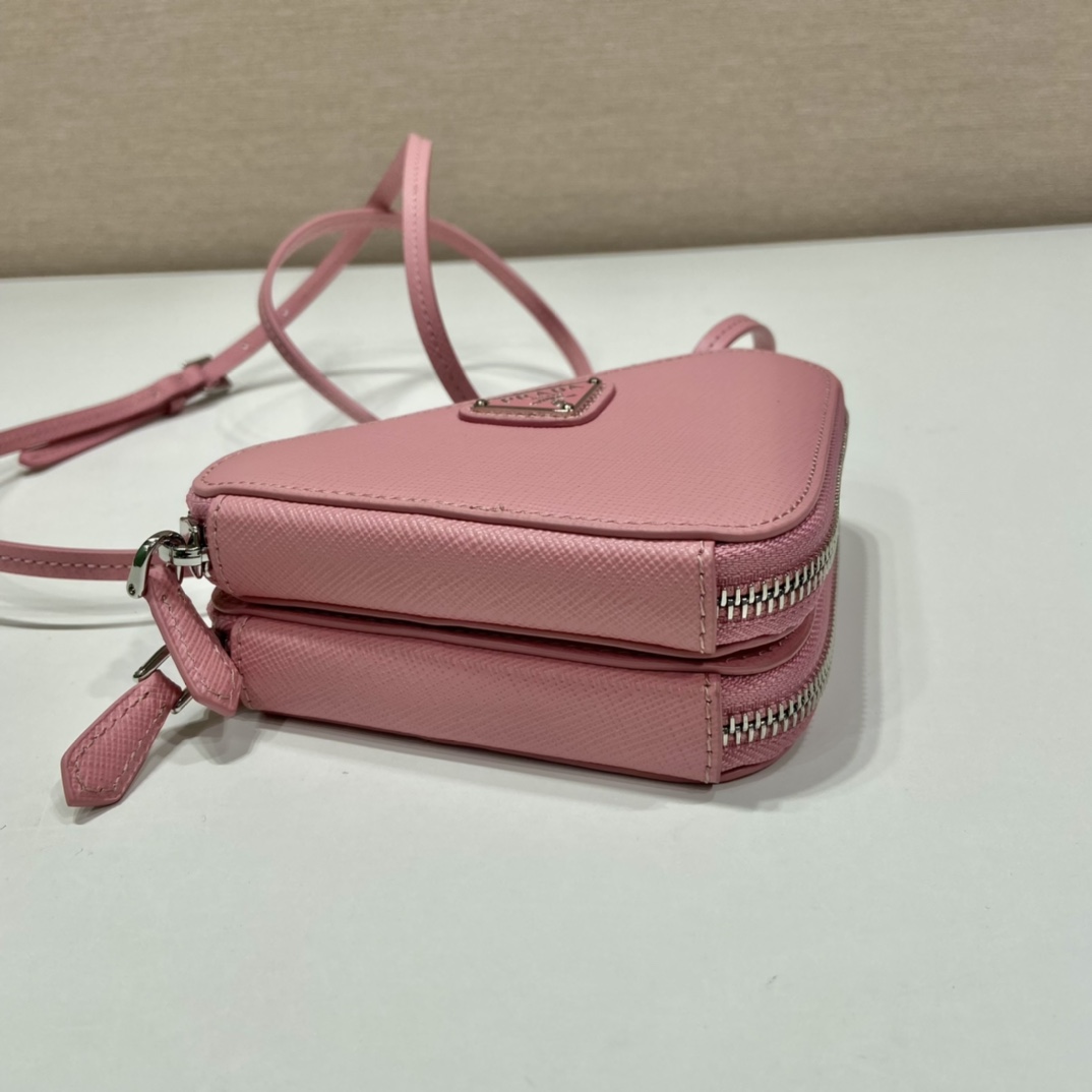 Bagsaaa Pra*a Saffiano leather mini-pouch pink - 15x10x5cm