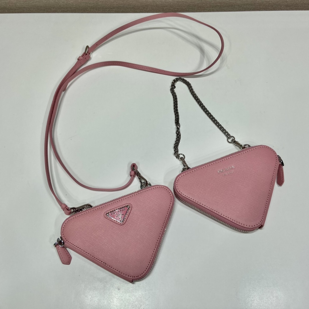 Bagsaaa Pra*a Saffiano leather mini-pouch pink - 15x10x5cm