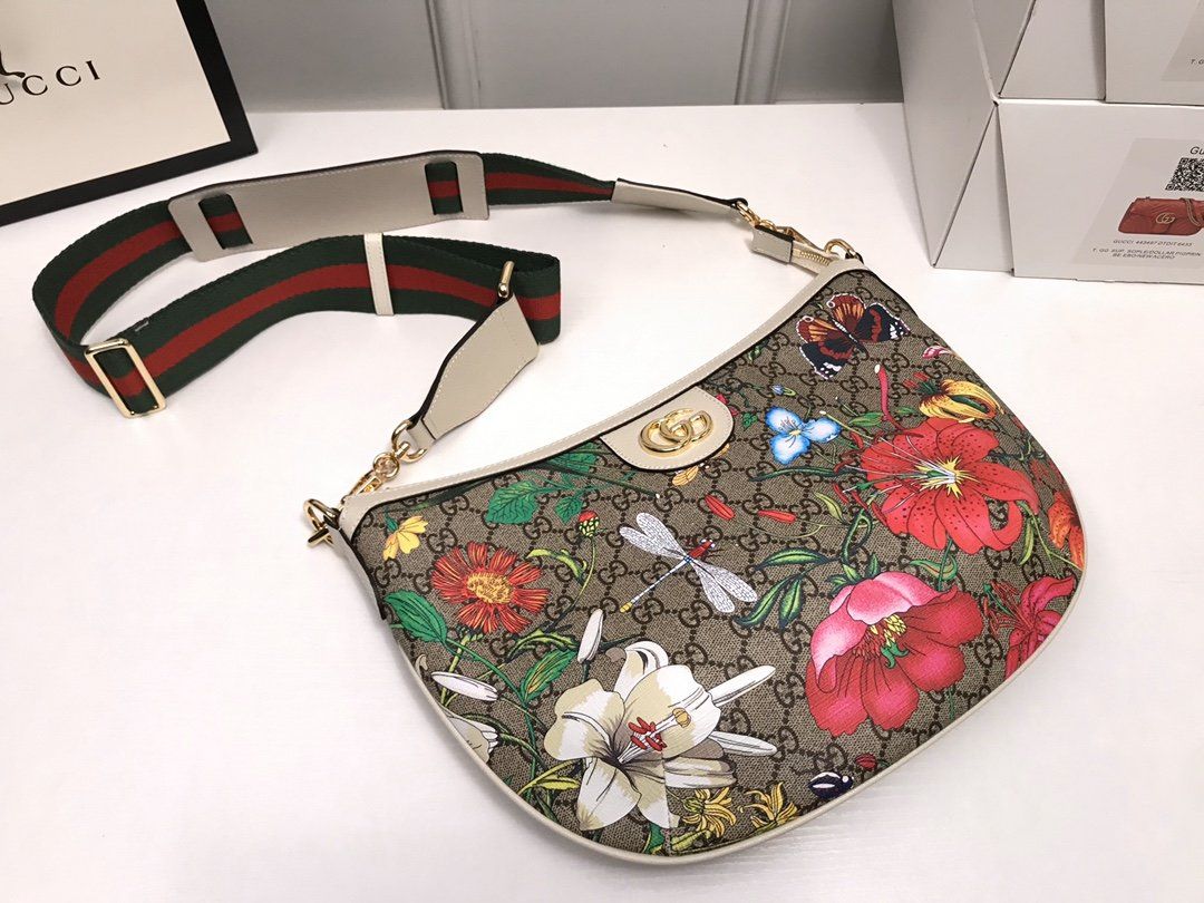 Bagsaaa Gvc*1 Floral Multicolor GG Svp*me Canvas Shoulder Bag Crossbody - 36x23x8cm