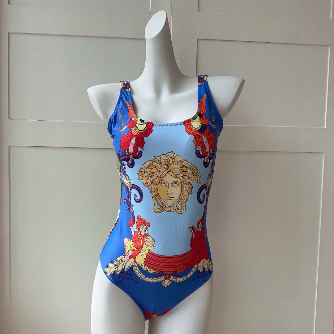 Bagsaaa Versace Medusa Blue Swimsuit