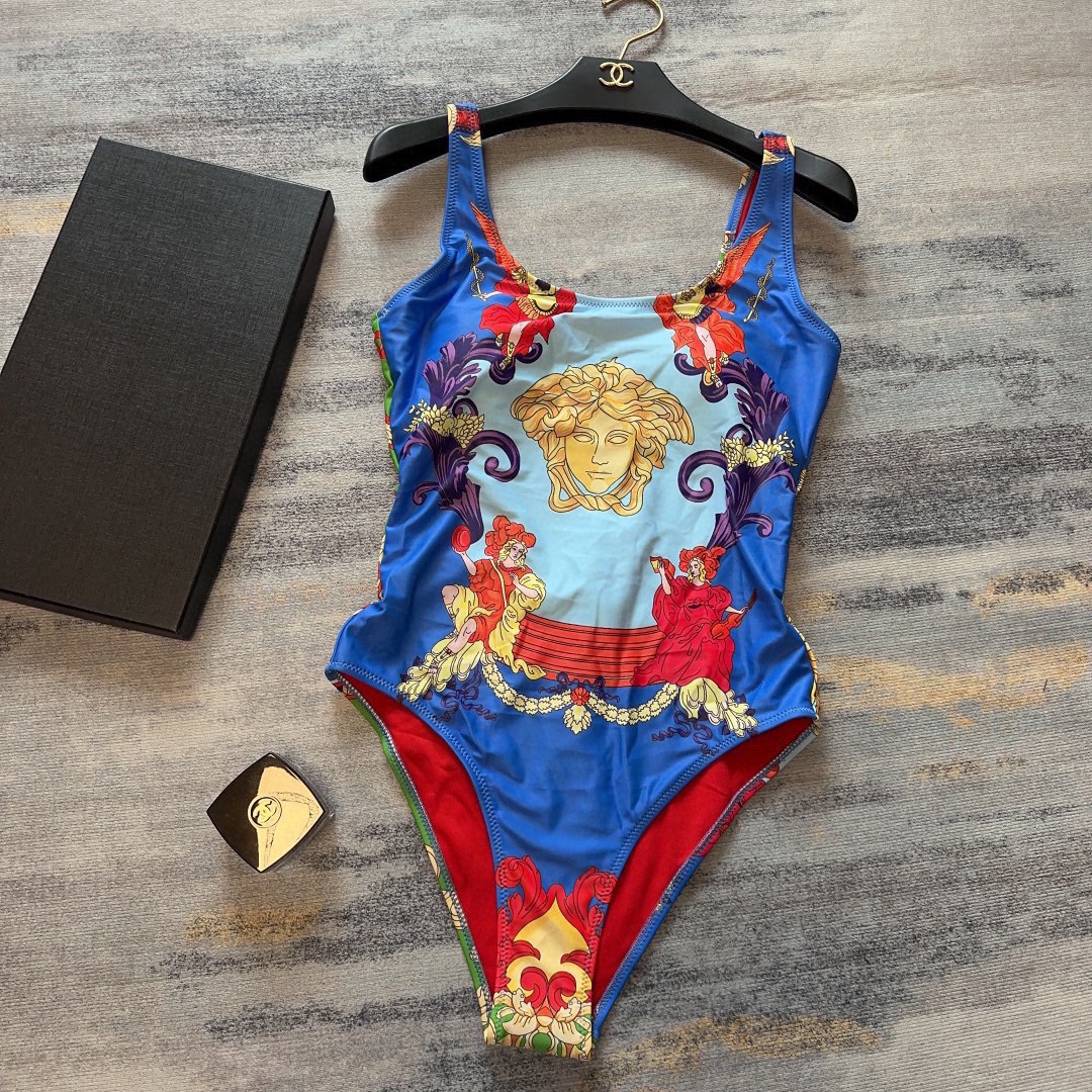 Bagsaaa Versace Medusa Blue Swimsuit