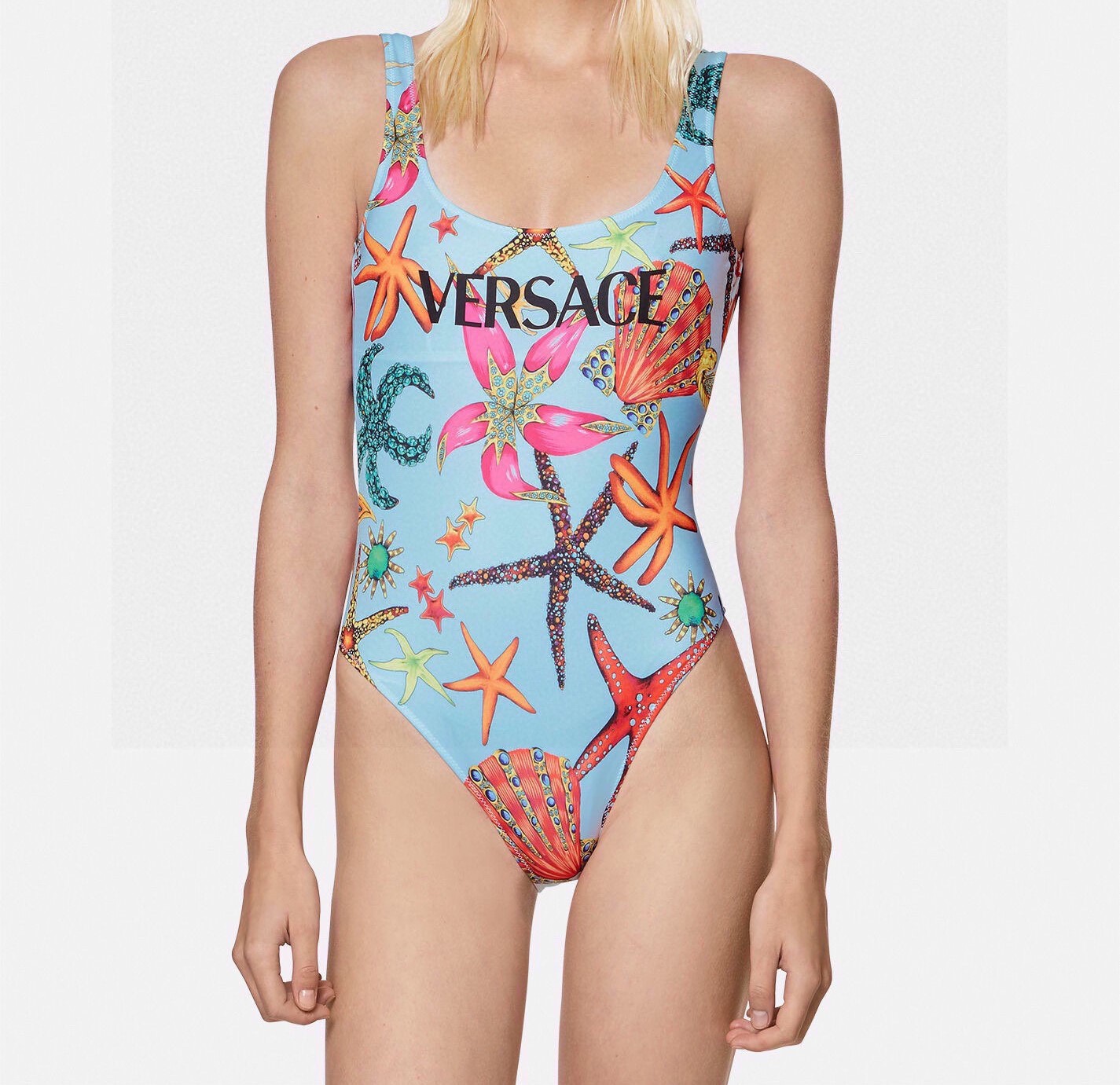 Bagsaaa Versace Tresor De La Mer One-Piece Swimsuit Azzurro Multicolor