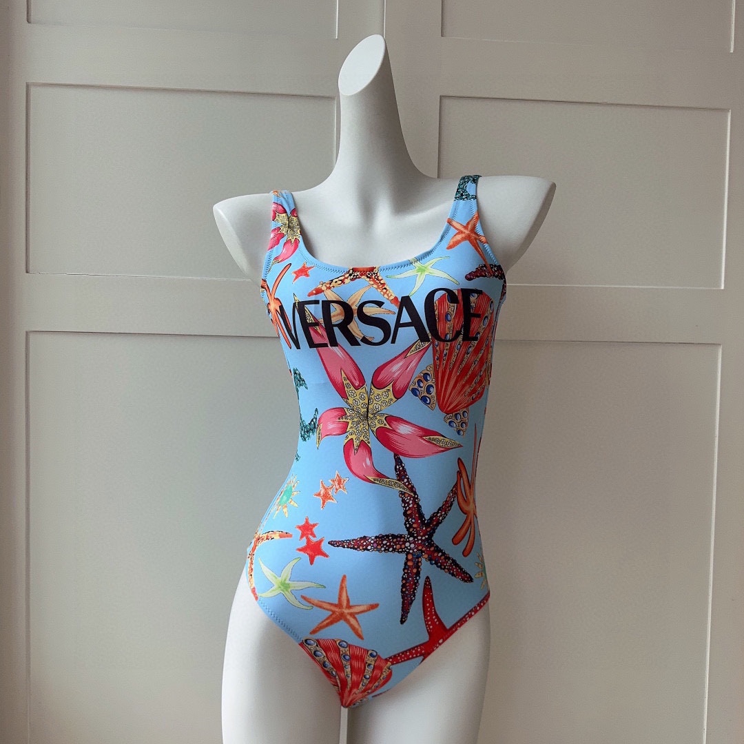 Bagsaaa Versace Tresor De La Mer One-Piece Swimsuit Azzurro Multicolor