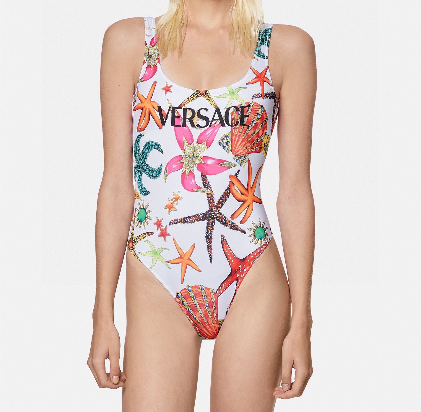 Bagsaaa Versace Tresor De La Mer One-Piece Swimsuit White Multicolor
