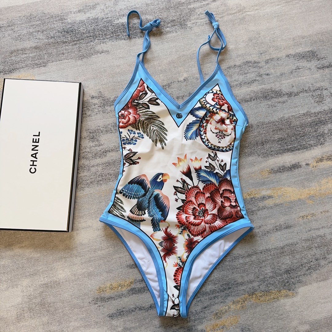Bagsaaa Ch**el Vintage Blue One Piece Swimsuit