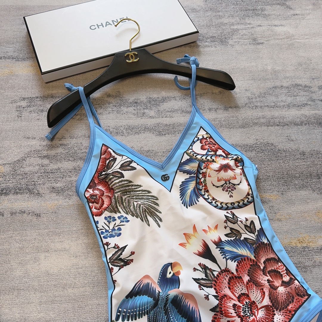 Bagsaaa Ch**el Vintage Blue One Piece Swimsuit