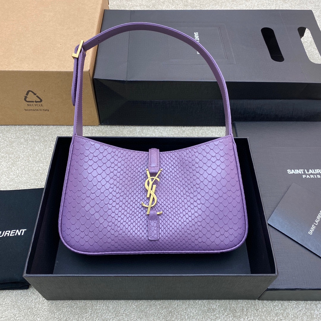 Bagsaaa Y51 LE 5 À 7 in purple python leather - 23 X 16 X 6,5 CM