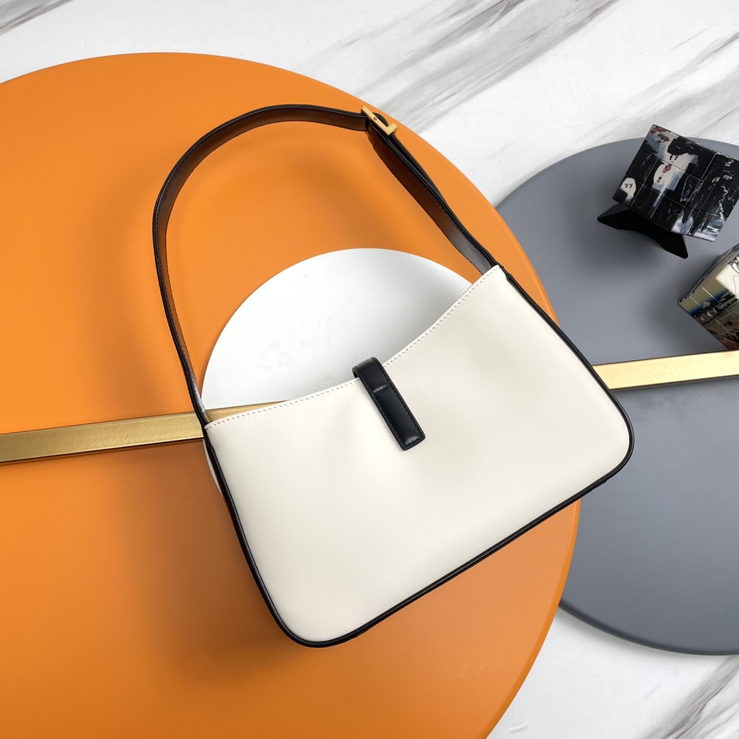 Bagsaaa Y51 LE 5 À 7 in black and white smooth leather - 23 X 16 X 6,5 CM