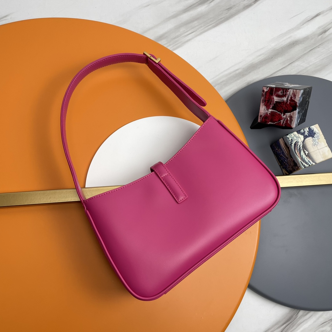 Bagsaaa Y51 LE 5 À 7 in pink smooth leather - 23 X 16 X 6,5 CM