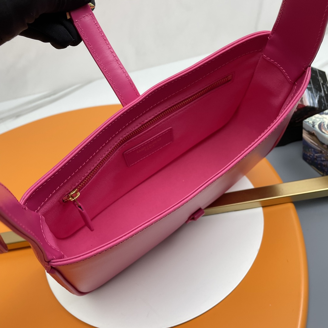 Bagsaaa Y51 LE 5 À 7 in pink smooth leather - 23 X 16 X 6,5 CM