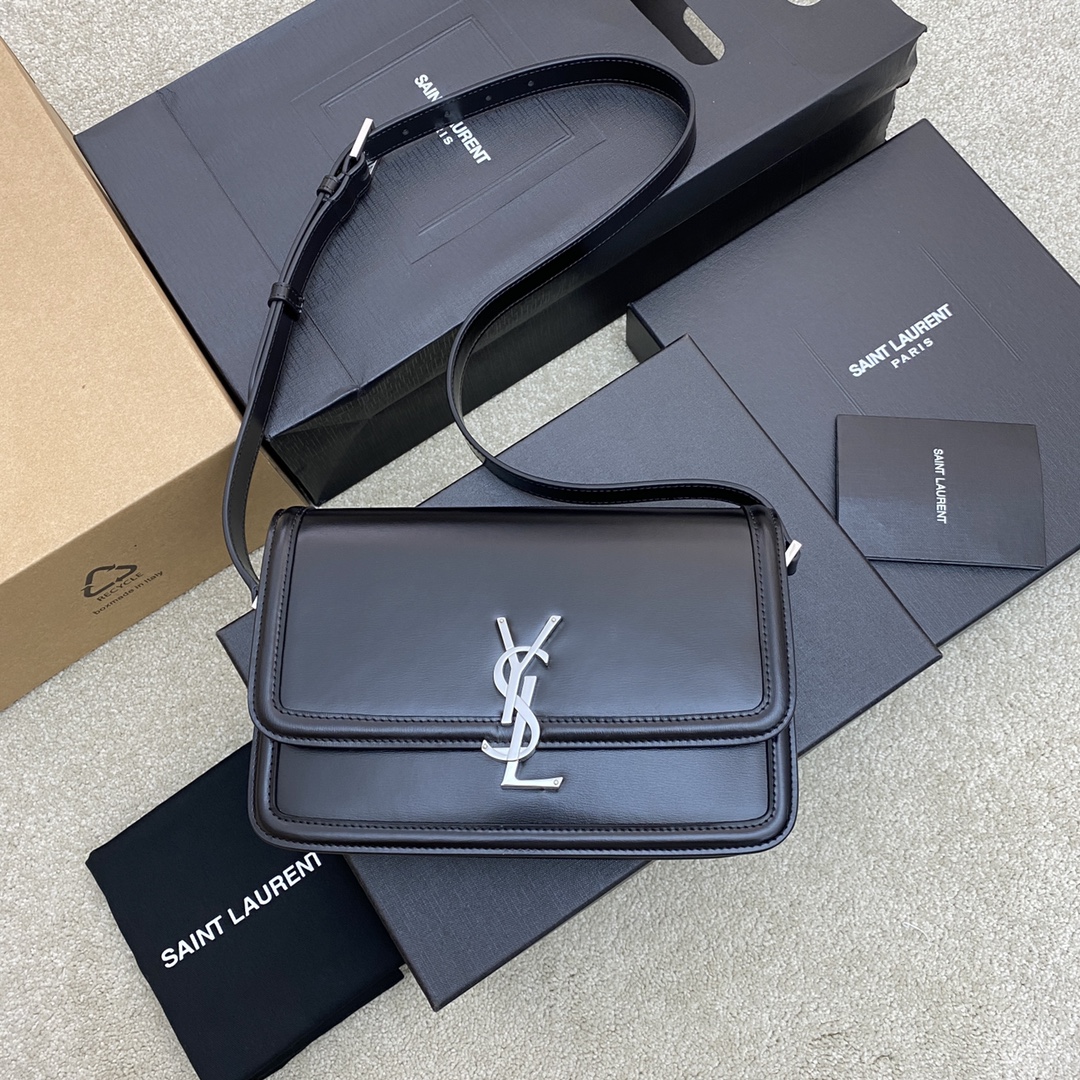 Bagsaaa Y51 Solferino Medium Satchel in box black leather - 23 X 16 X 6 CM