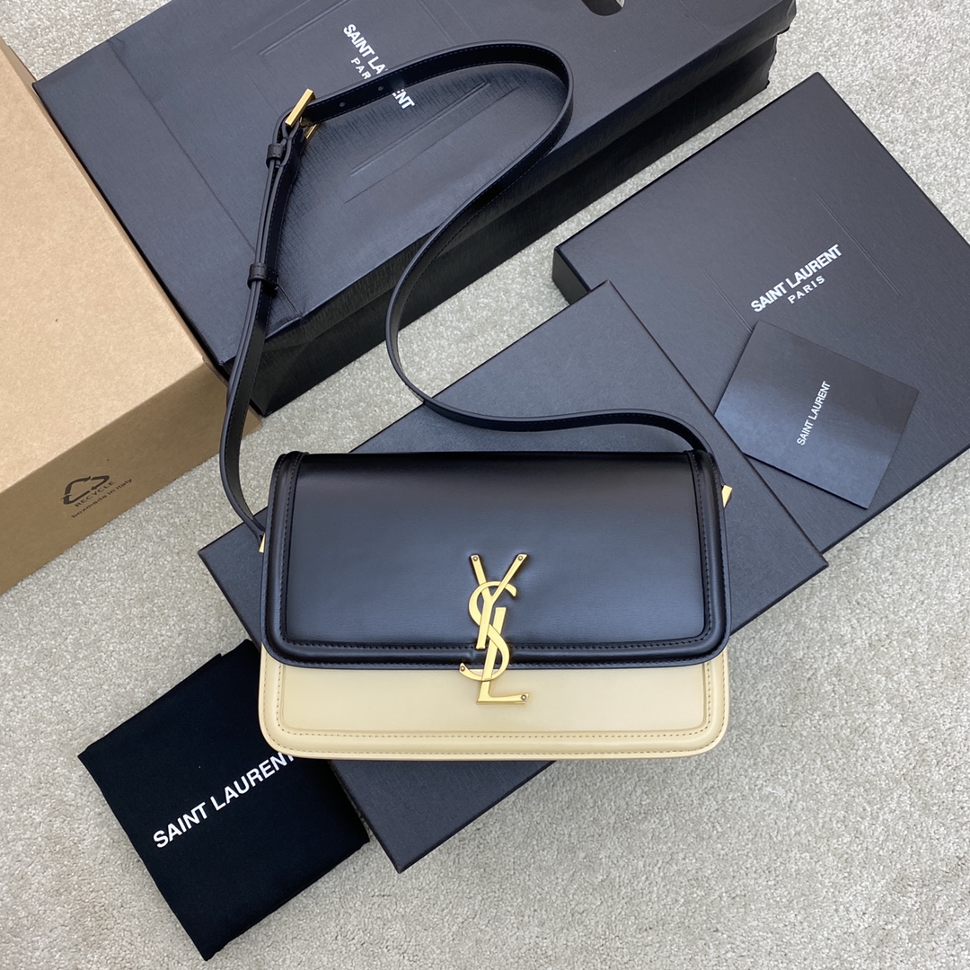 Bagsaaa Y51 Solferino Medium Satchel in box black and beige leather - 23 X 16 X 6 CM