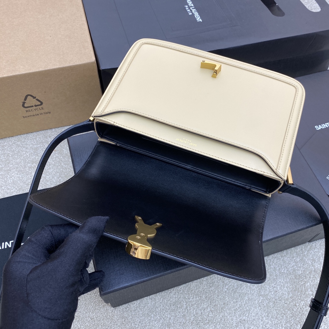 Bagsaaa Y51 Solferino Medium Satchel in box black and beige leather - 23 X 16 X 6 CM