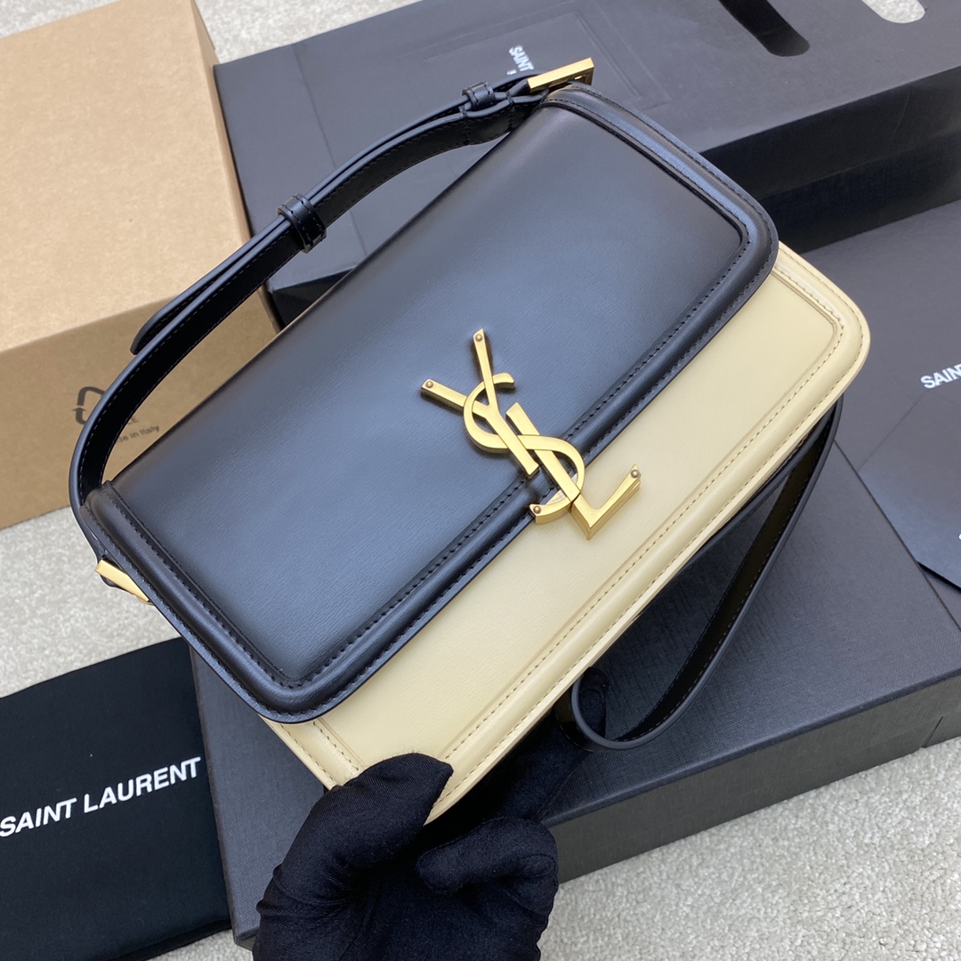Bagsaaa Y51 Solferino Medium Satchel in box black and beige leather - 23 X 16 X 6 CM