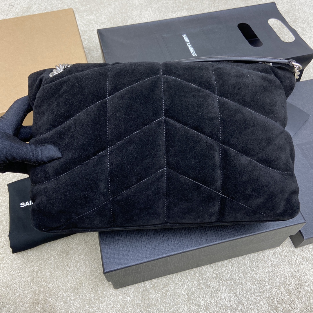 Bagsaa Y51 Puffer Suede Black - 29x17x11cm