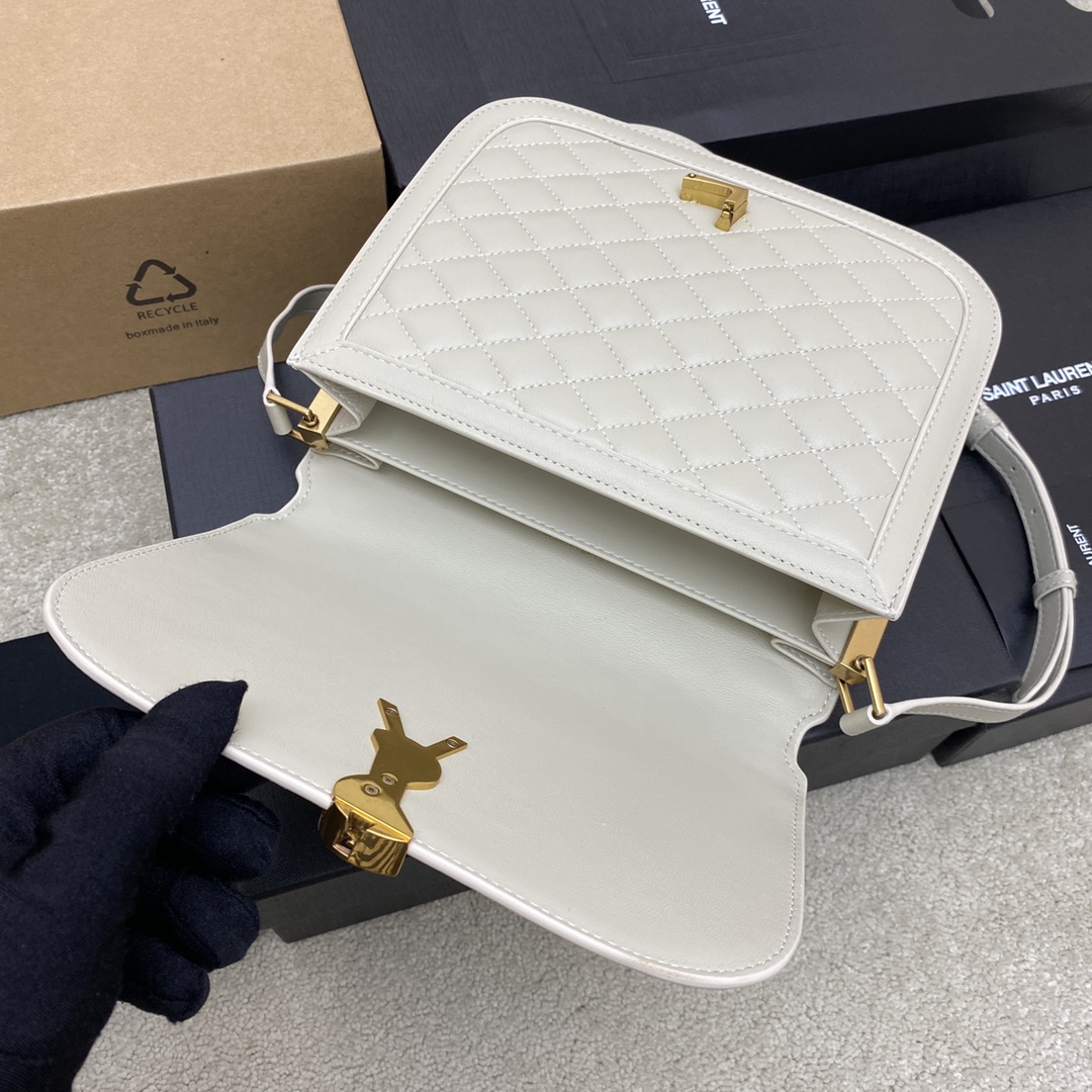 Bagsaaa Y51 Solferino medium S*pple satchet in quilted white lambskin - 22 X 18 X 4 CM