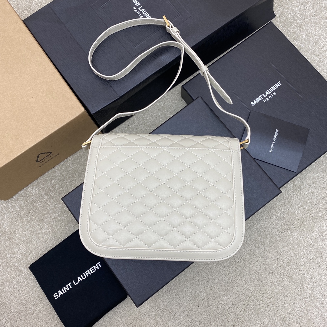 Bagsaaa Y51 Solferino medium S*pple satchet in quilted white lambskin - 22 X 18 X 4 CM