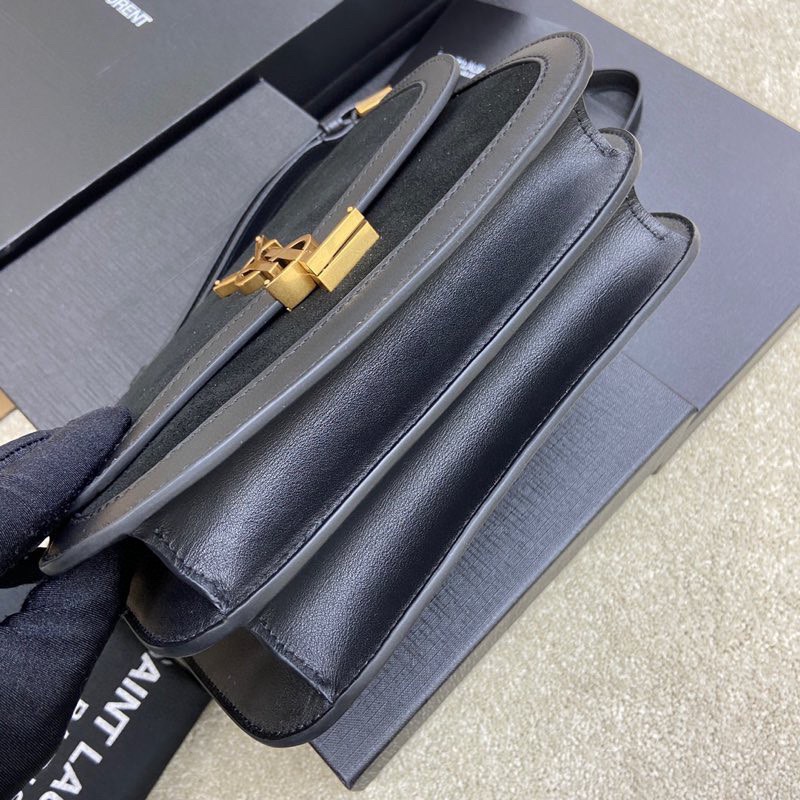 Bagsaaa Y51 Solferino Medium Satchel in box black suede leather - 23 X 16 X 6 CM