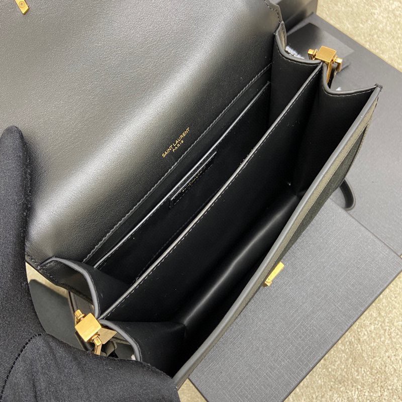 Bagsaaa Y51 Solferino Medium Satchel in box black suede leather - 23 X 16 X 6 CM