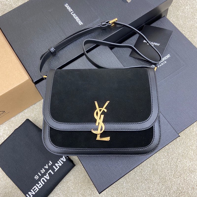 Bagsaaa Y51 Solferino Medium Satchel in box black suede leather - 23 X 16 X 6 CM