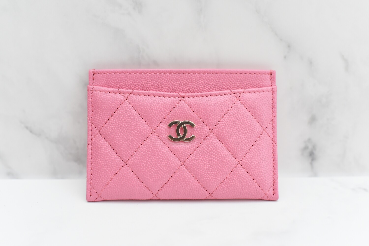 Bagsaaa Ch**el Card holder Pink Caviar Leather - 11x7.5cm