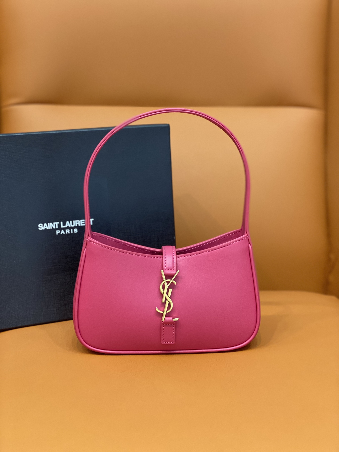 Bagsaaa Y51 LE 5 À 7 Mini in pink smooth leather - 19x11.5x4.5cm