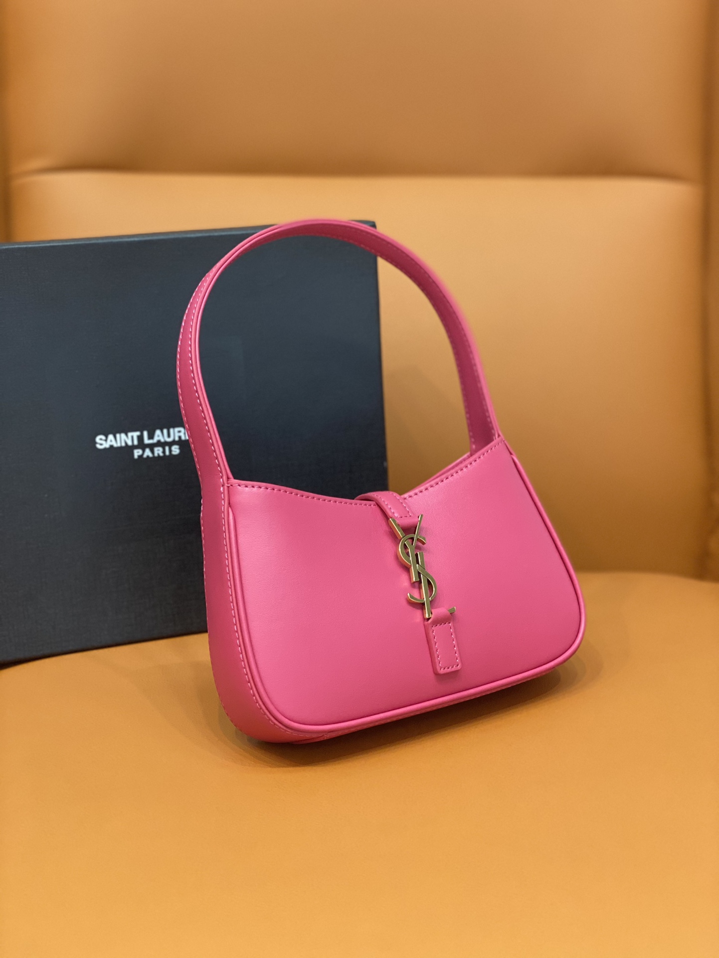 Bagsaaa Y51 LE 5 À 7 Mini in pink smooth leather - 19x11.5x4.5cm
