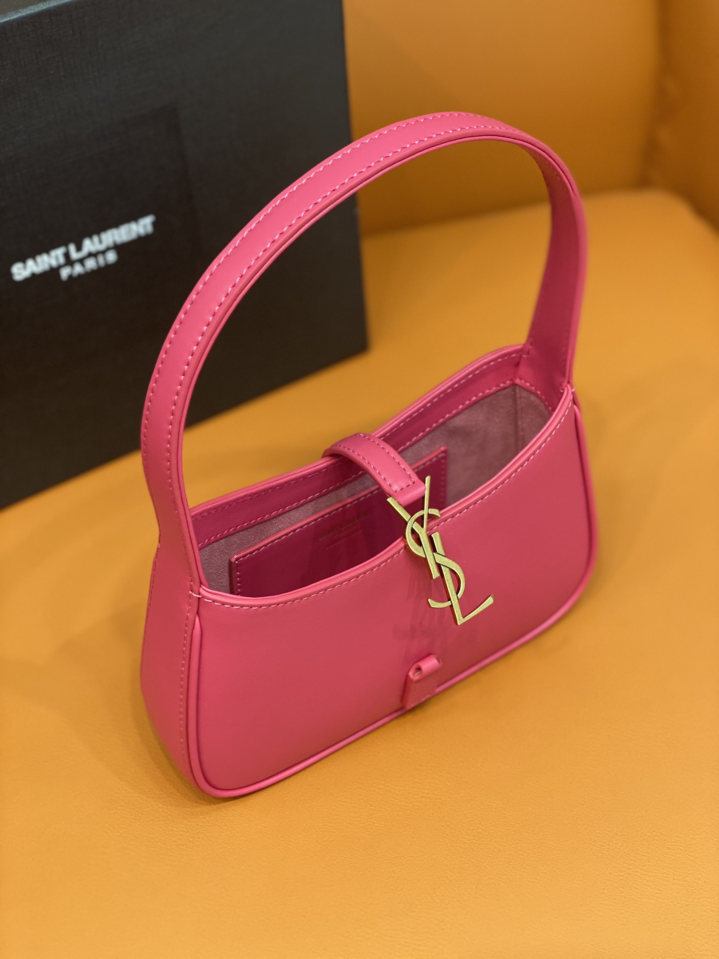 Bagsaaa Y51 LE 5 À 7 Mini in pink smooth leather - 19x11.5x4.5cm