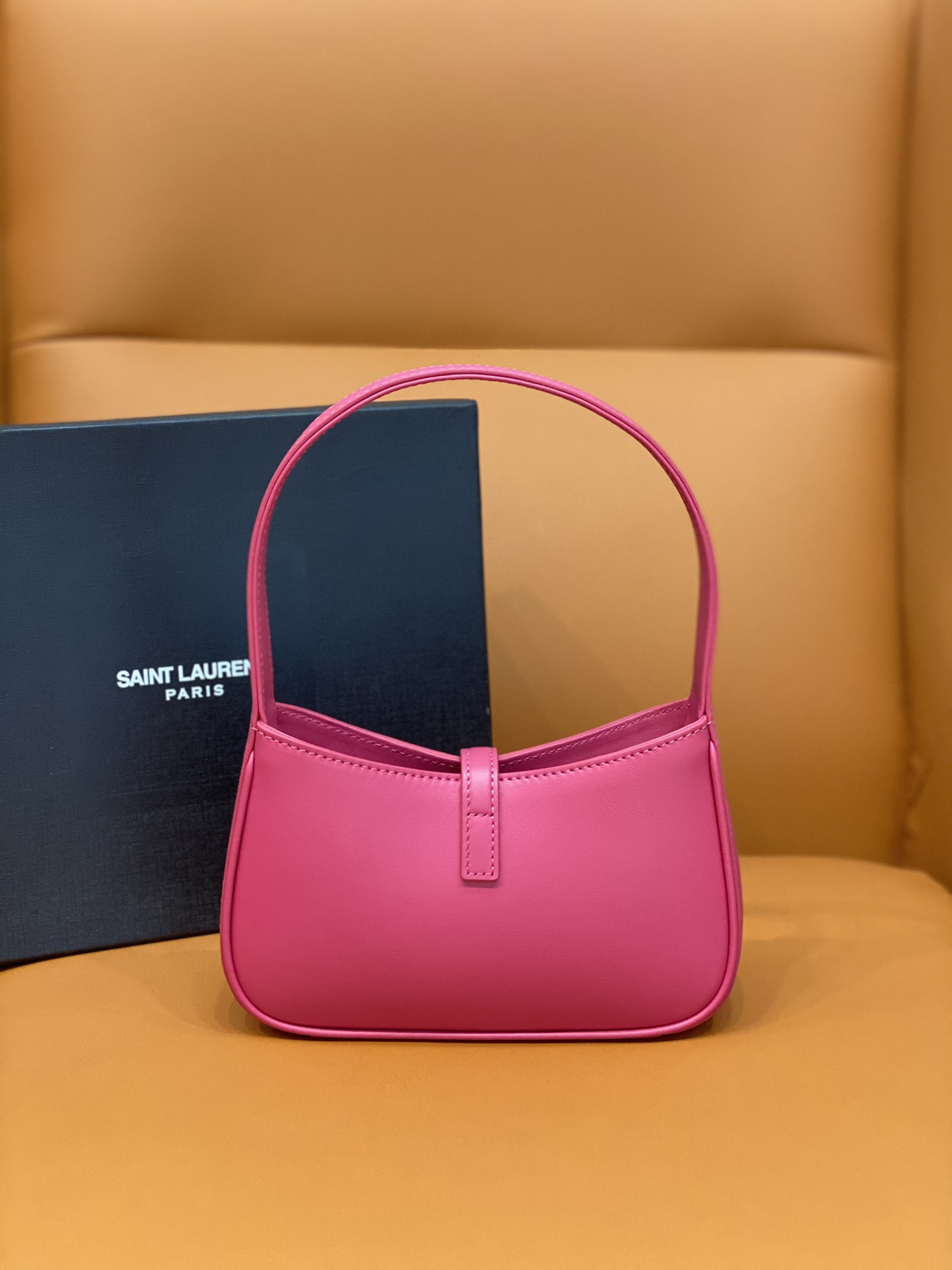 Bagsaaa Y51 LE 5 À 7 Mini in pink smooth leather - 19x11.5x4.5cm
