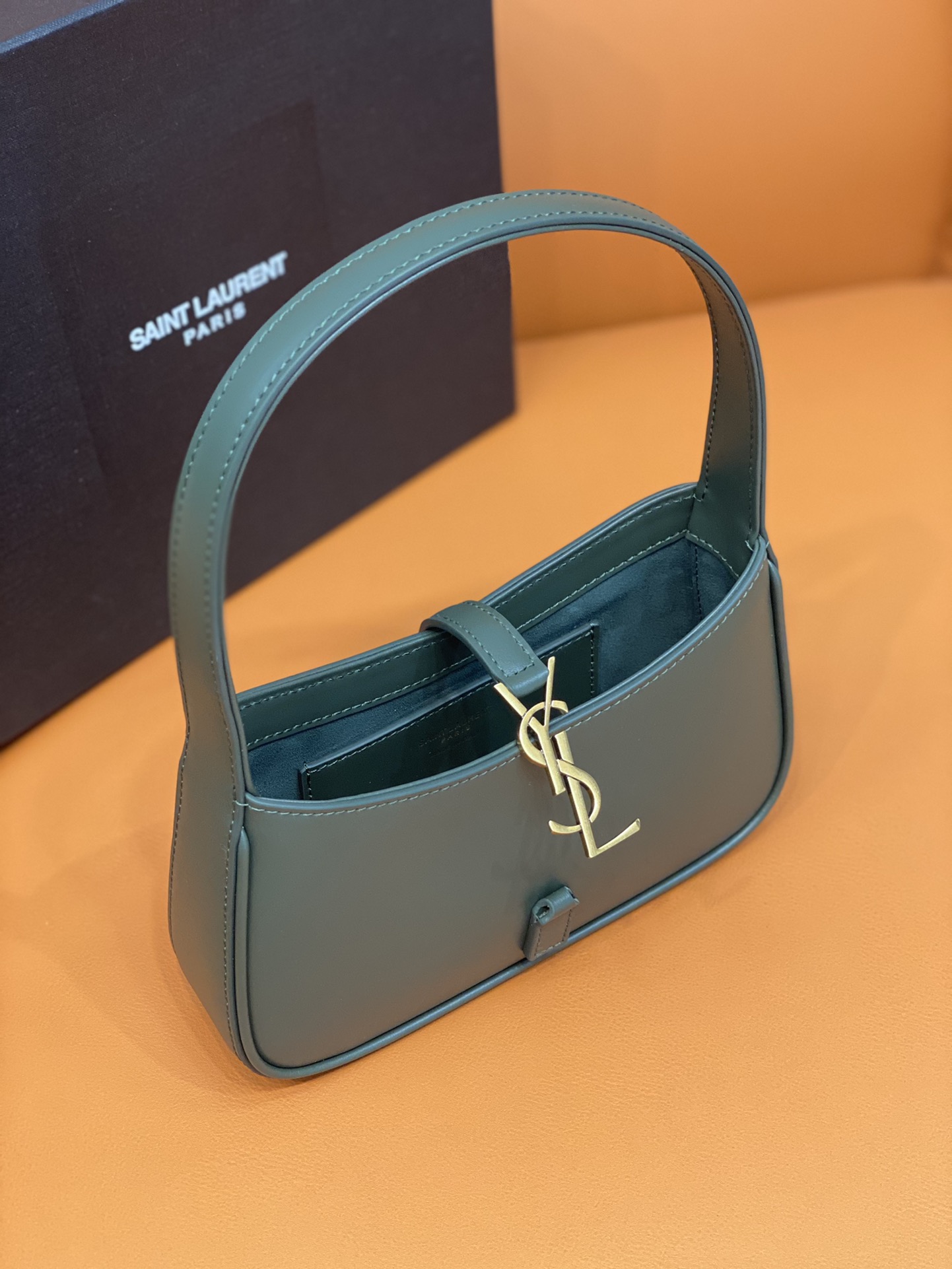 Bagsaaa Y51 LE 5 À 7 Mini in dark green smooth leather - 19x11.5x4.5cm