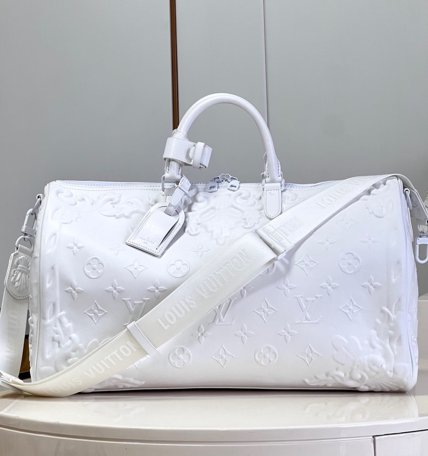 Bagsaaa L0vis Vvtt0n Keepall Bandouliere Bag 50 White Optic - 50 x 29 x 23 cm