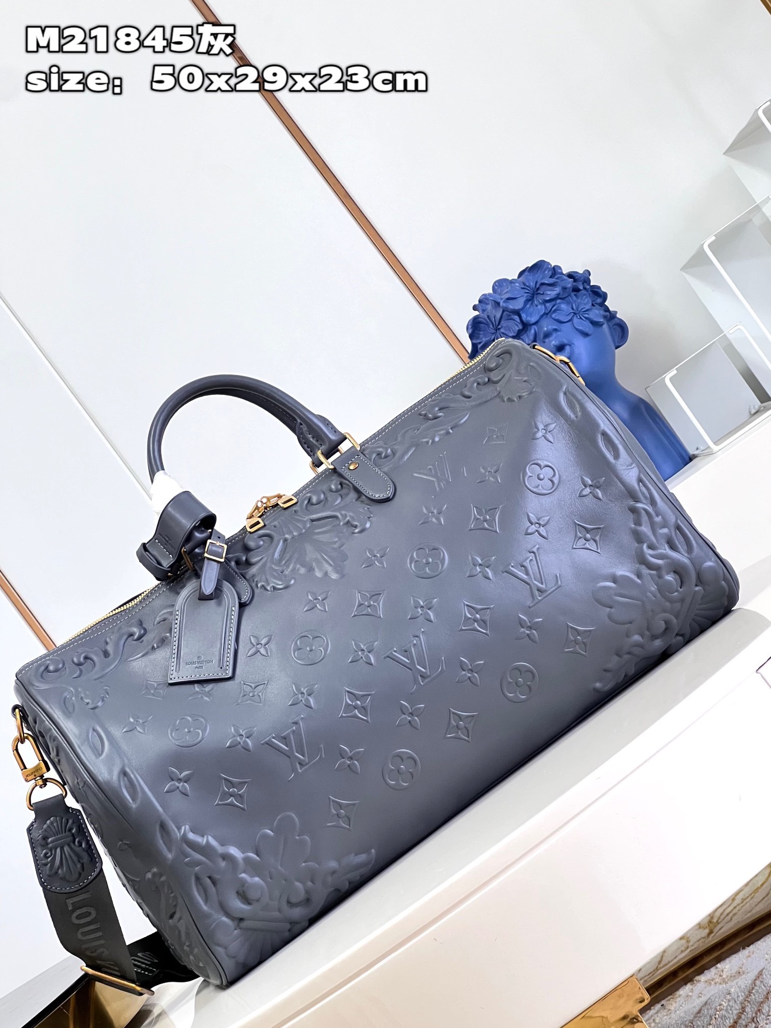 Bagsaaa L0vis Vvtt0n Keepall Bandouliere Bag 50 Black Optic - 50 x 29 x 23 cm