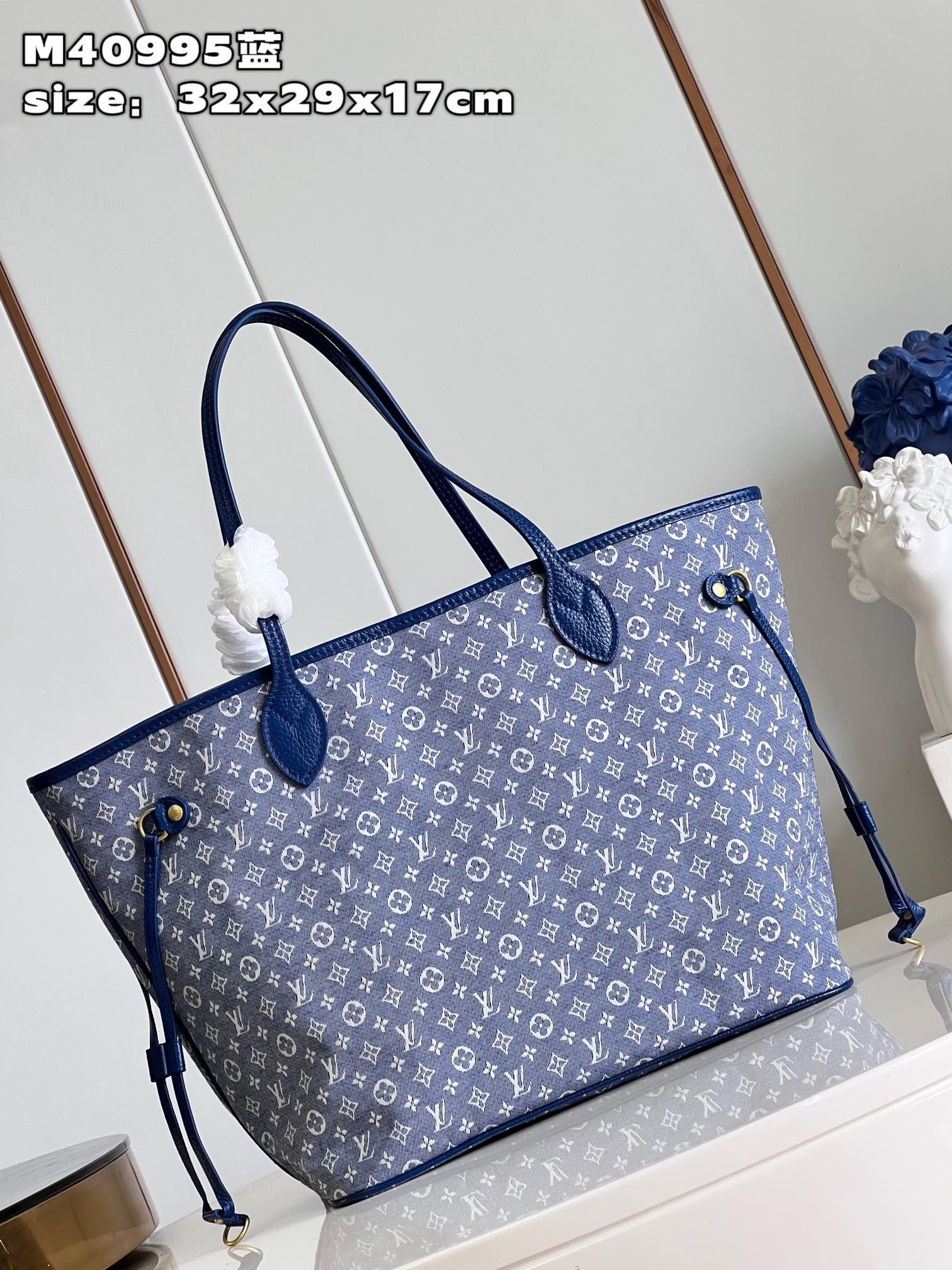 Bagsaaa L0vis Vvtt0n Neverfull Denim Blue - 32x29x17