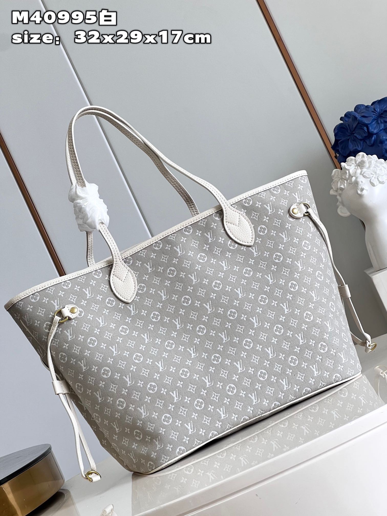 Bagsaaa L0vis Vvtt0n Neverfull Denim White - 32x29x17