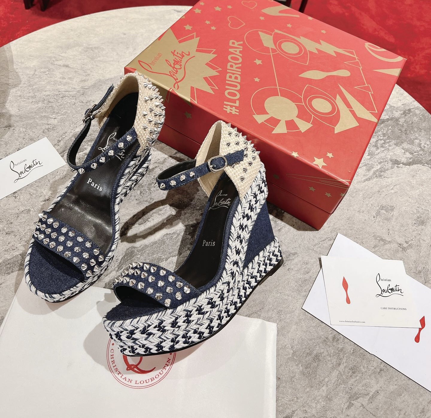 Bagsaaa Chr1st1an Louboutin Madmonica Wedge Blue Denim