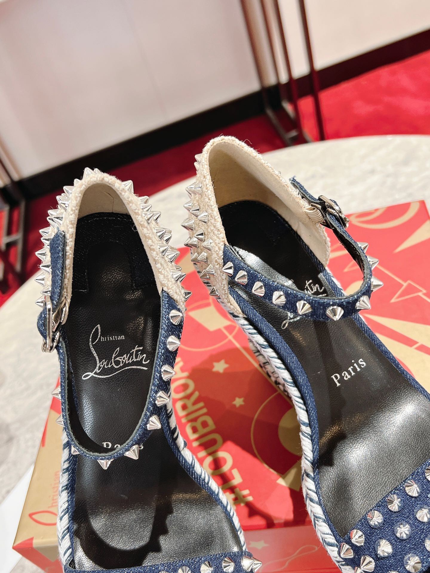 Bagsaaa Chr1st1an Louboutin Madmonica Wedge Blue Denim