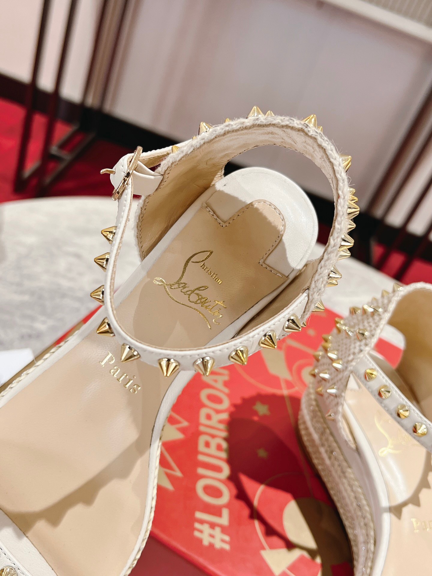 Bagsaaa Chr1st1an Louboutin Madmonica Flat Wedge Sandals White