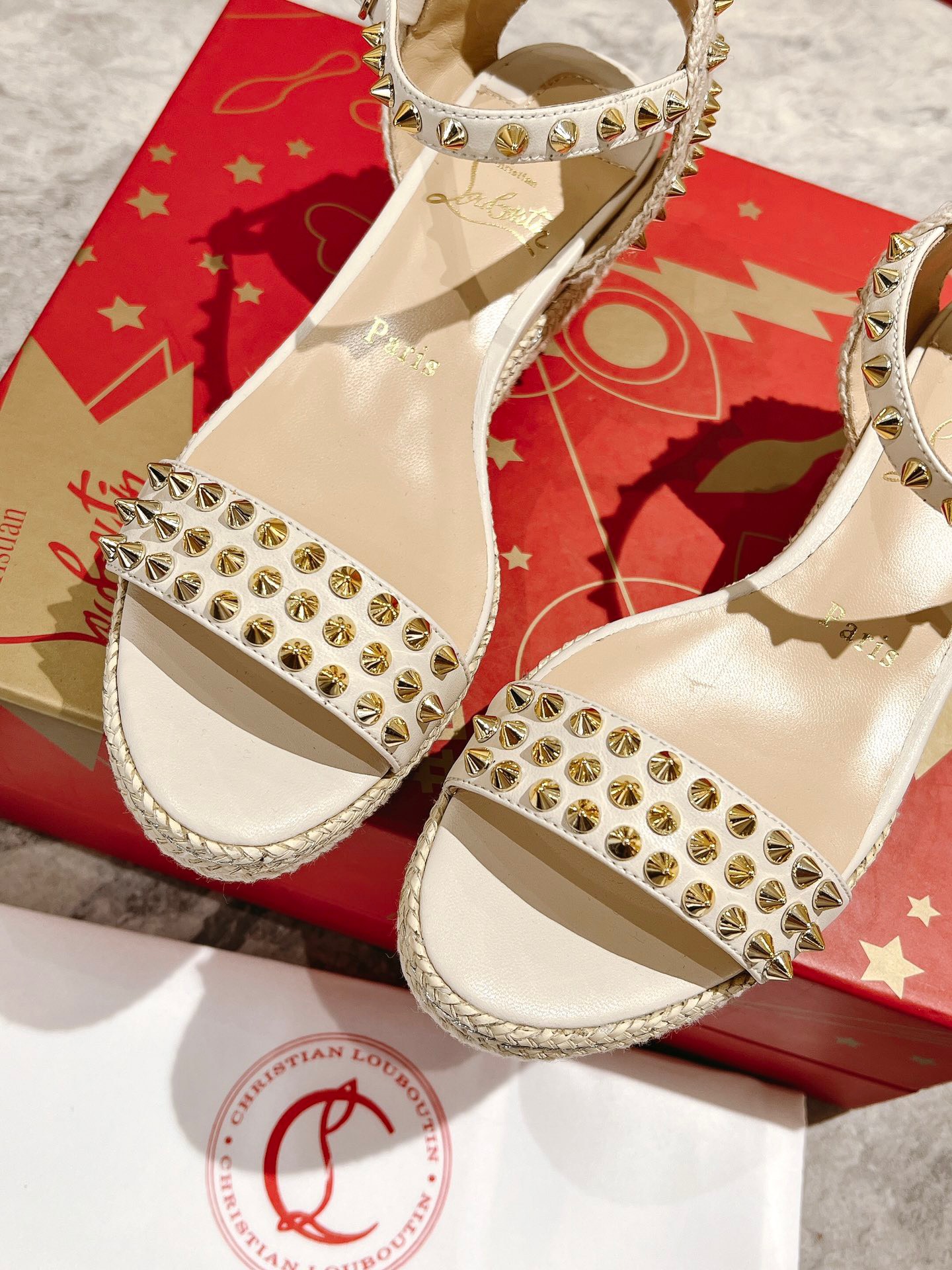Bagsaaa Chr1st1an Louboutin Madmonica Flat Wedge Sandals White