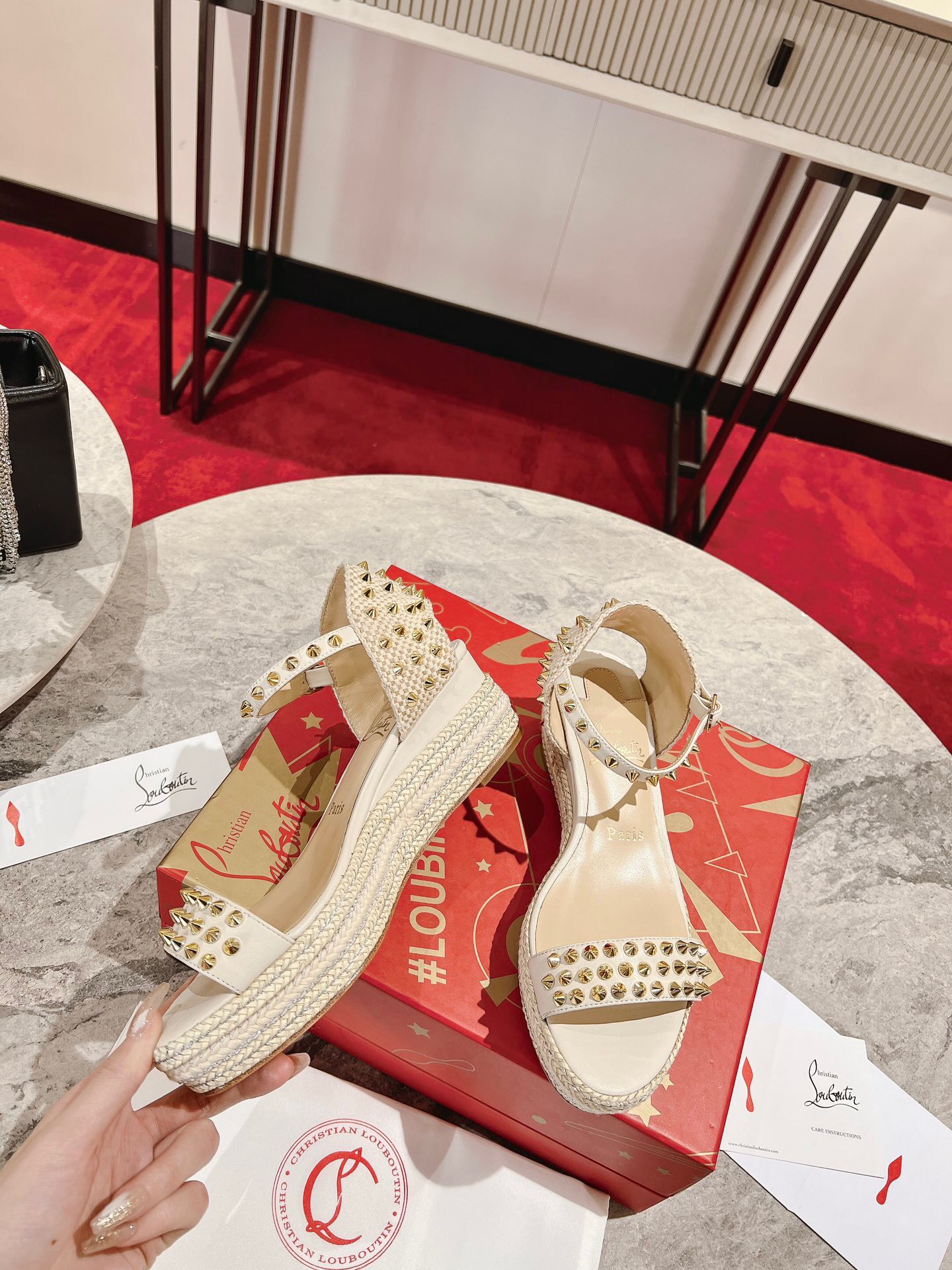 Bagsaaa Chr1st1an Louboutin Madmonica Flat Wedge Sandals Grey