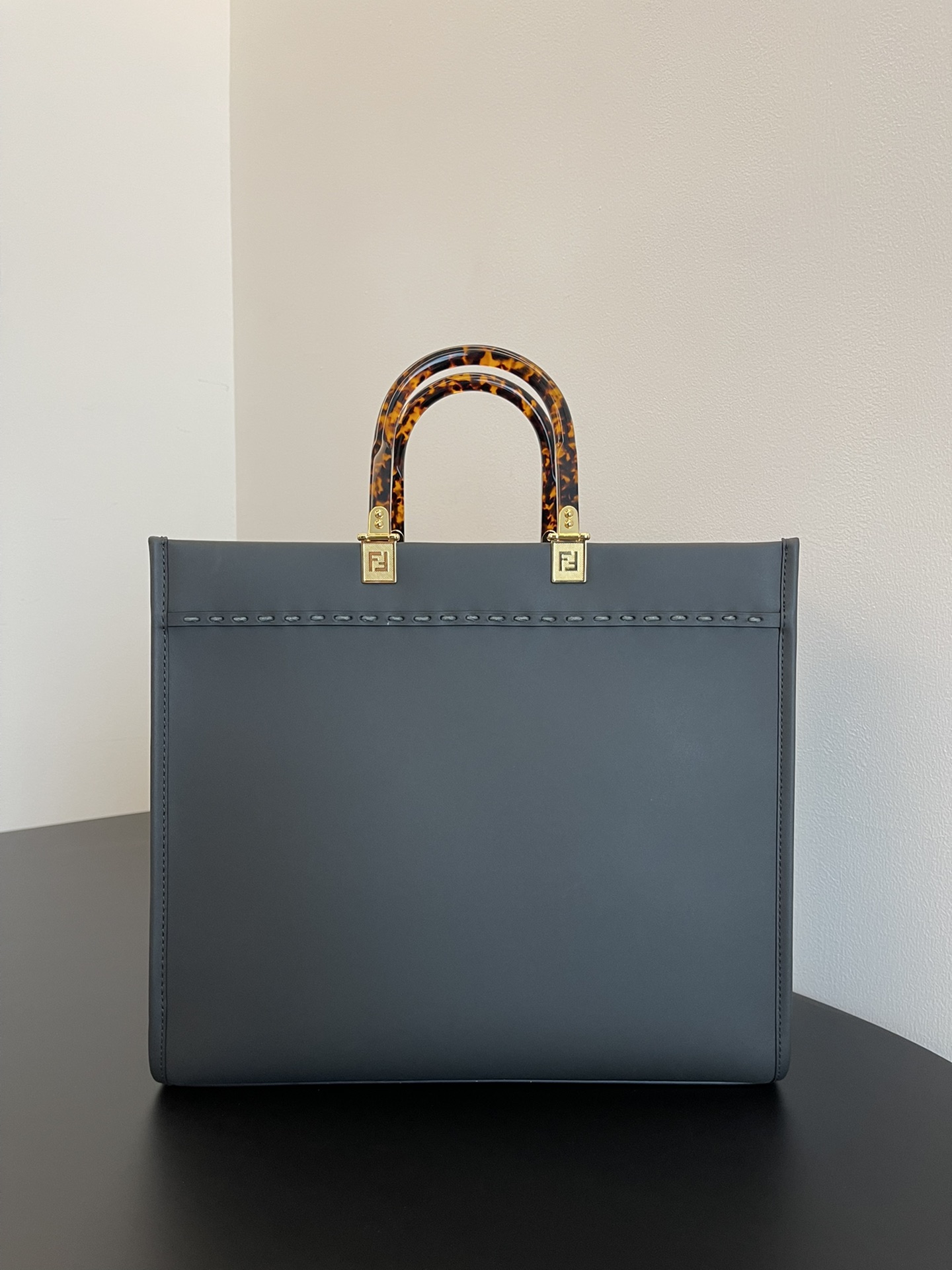 Bagsaaa F**di Sunshine Medium Dark grey leather and elaphe shopper - 35x31x17cm