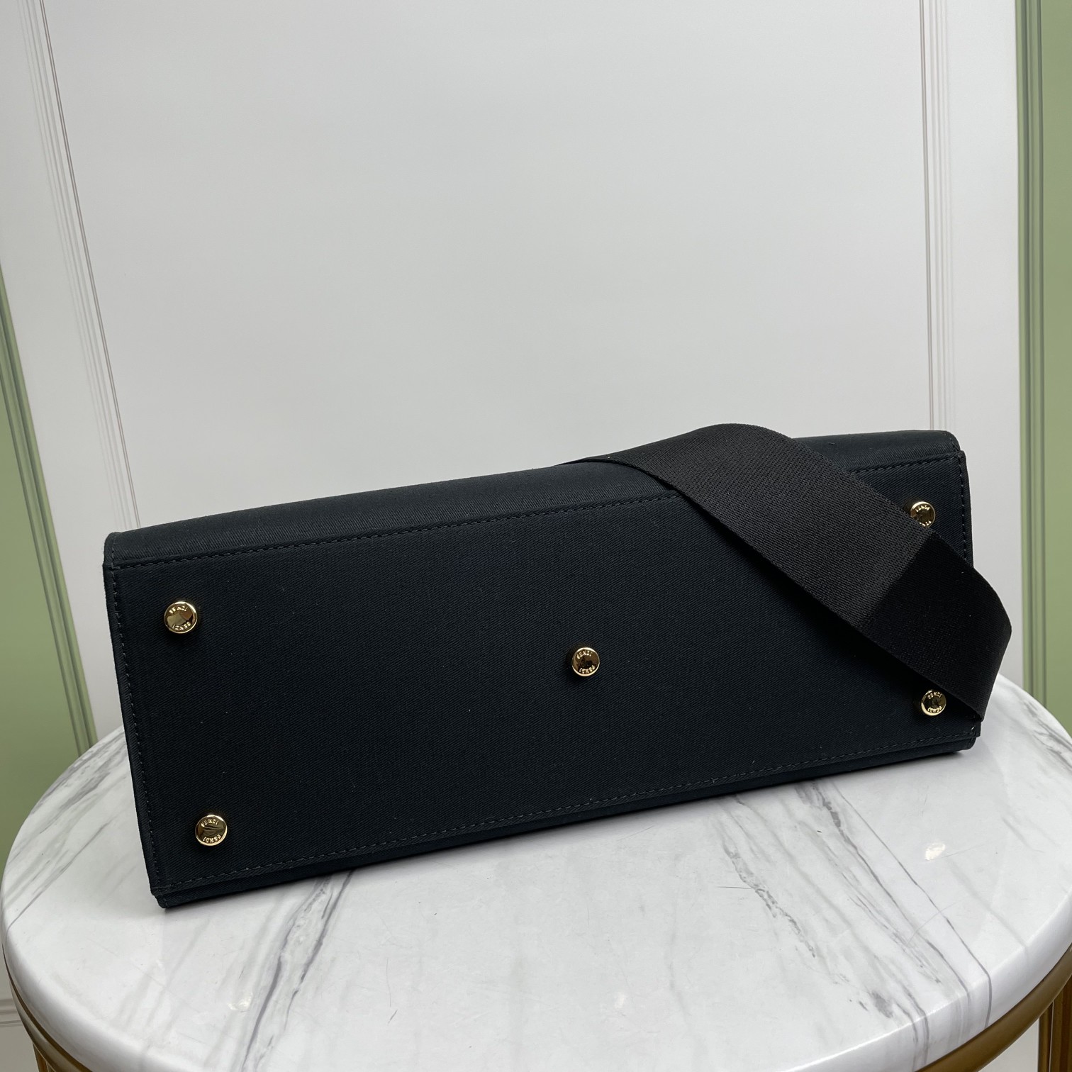 Bagsaaa F**di Fendace Embroidered Canvas Logo Medium Black Bag