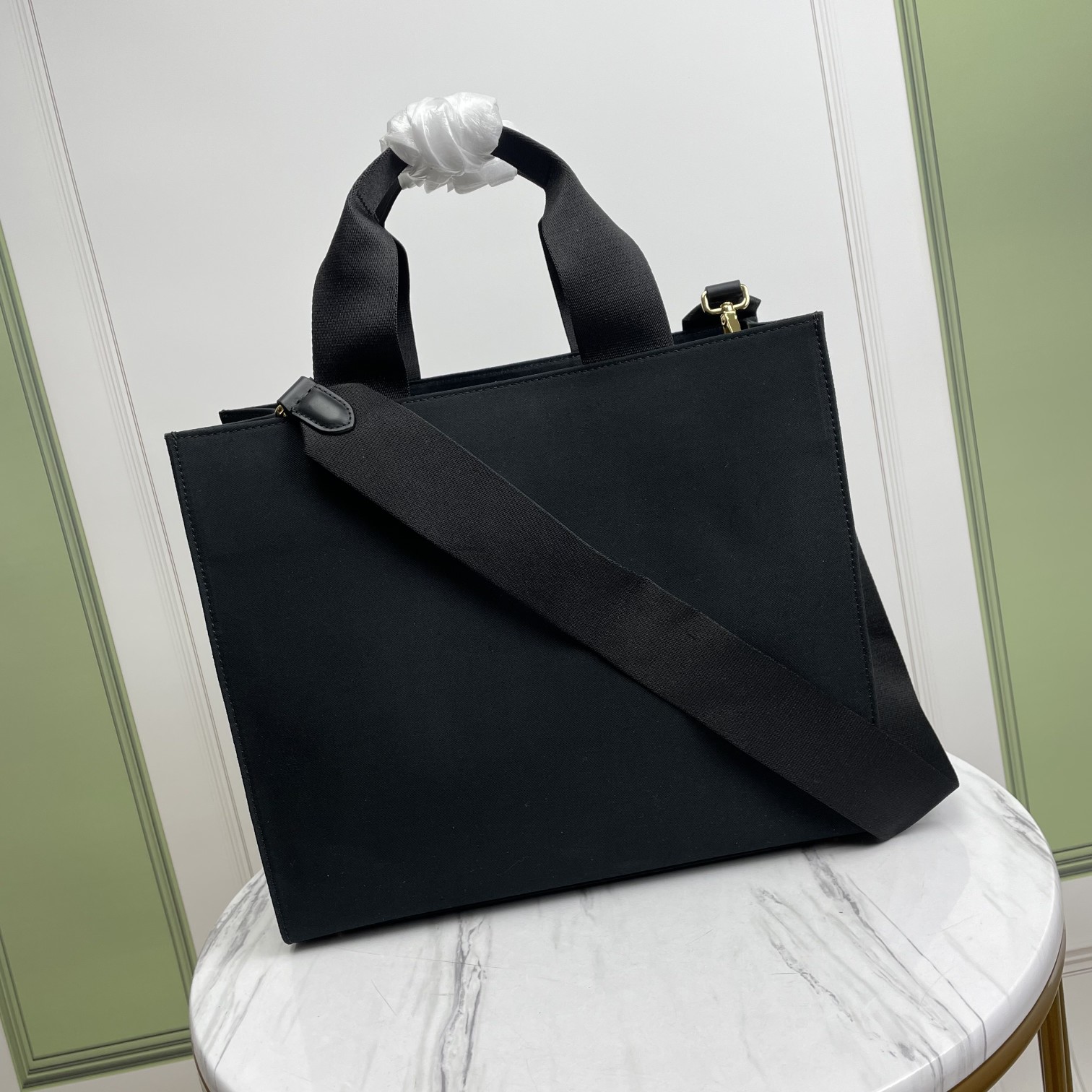 Bagsaaa F**di Fendace Embroidered Canvas Logo Medium Black Bag
