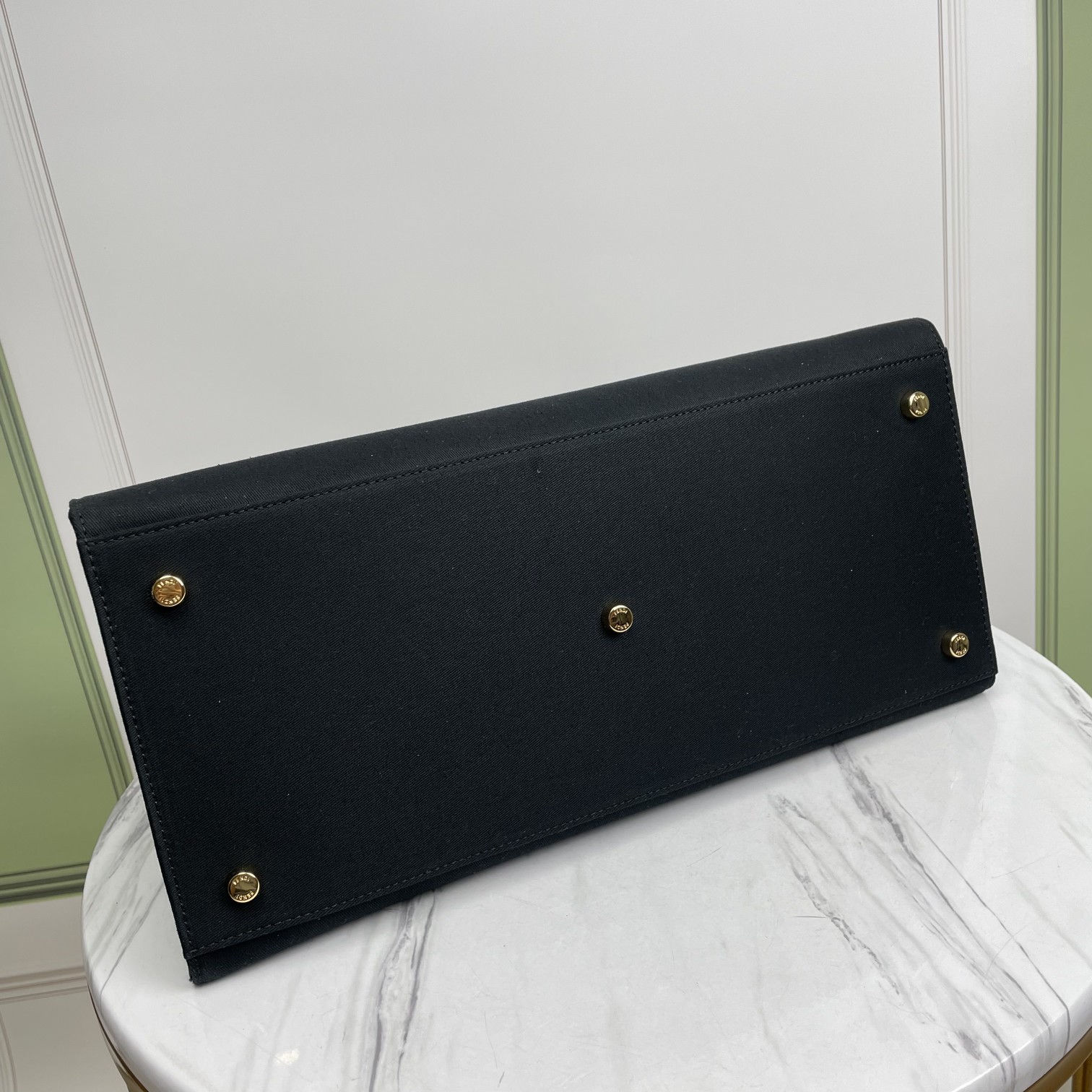Bagsaaa F**di Fendace Embroidered Canvas Logo Large Black Bag - 40×35×21.5cm