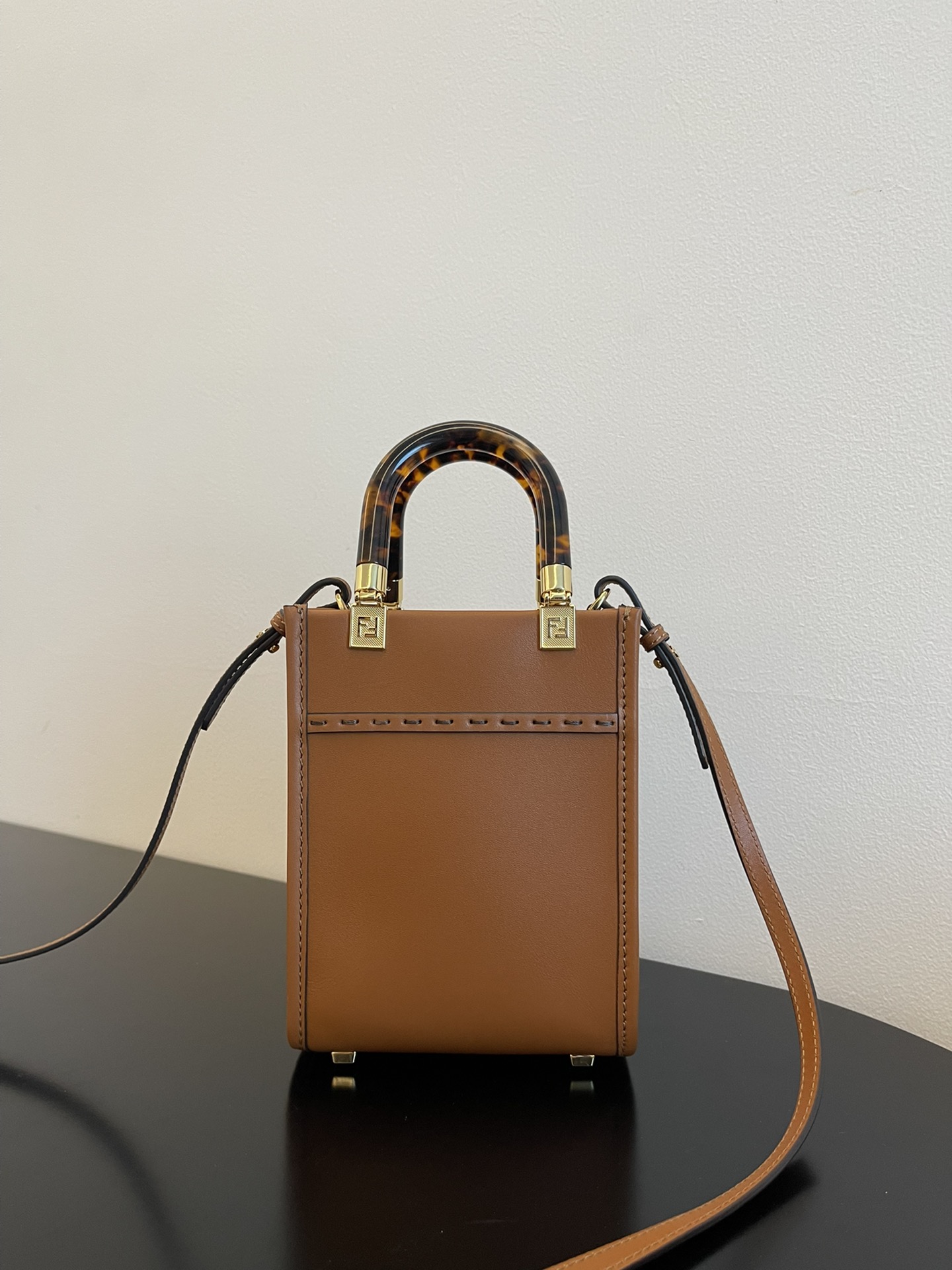 Bagsaaa F**di Mini Sunshine Shopper Brown Leather - 18x13x6.5cm