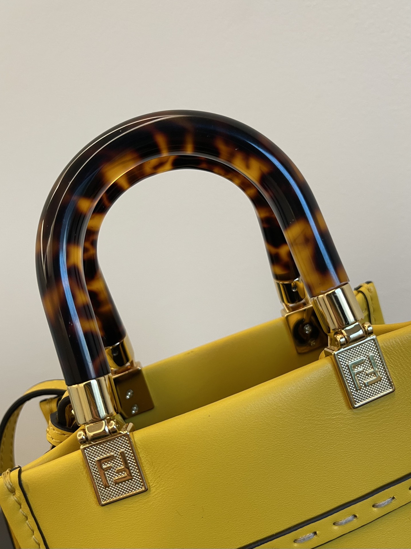 Bagsaaa F**di Mini Sunshine Shopper Yellow Leather - 18x13x6.5cm
