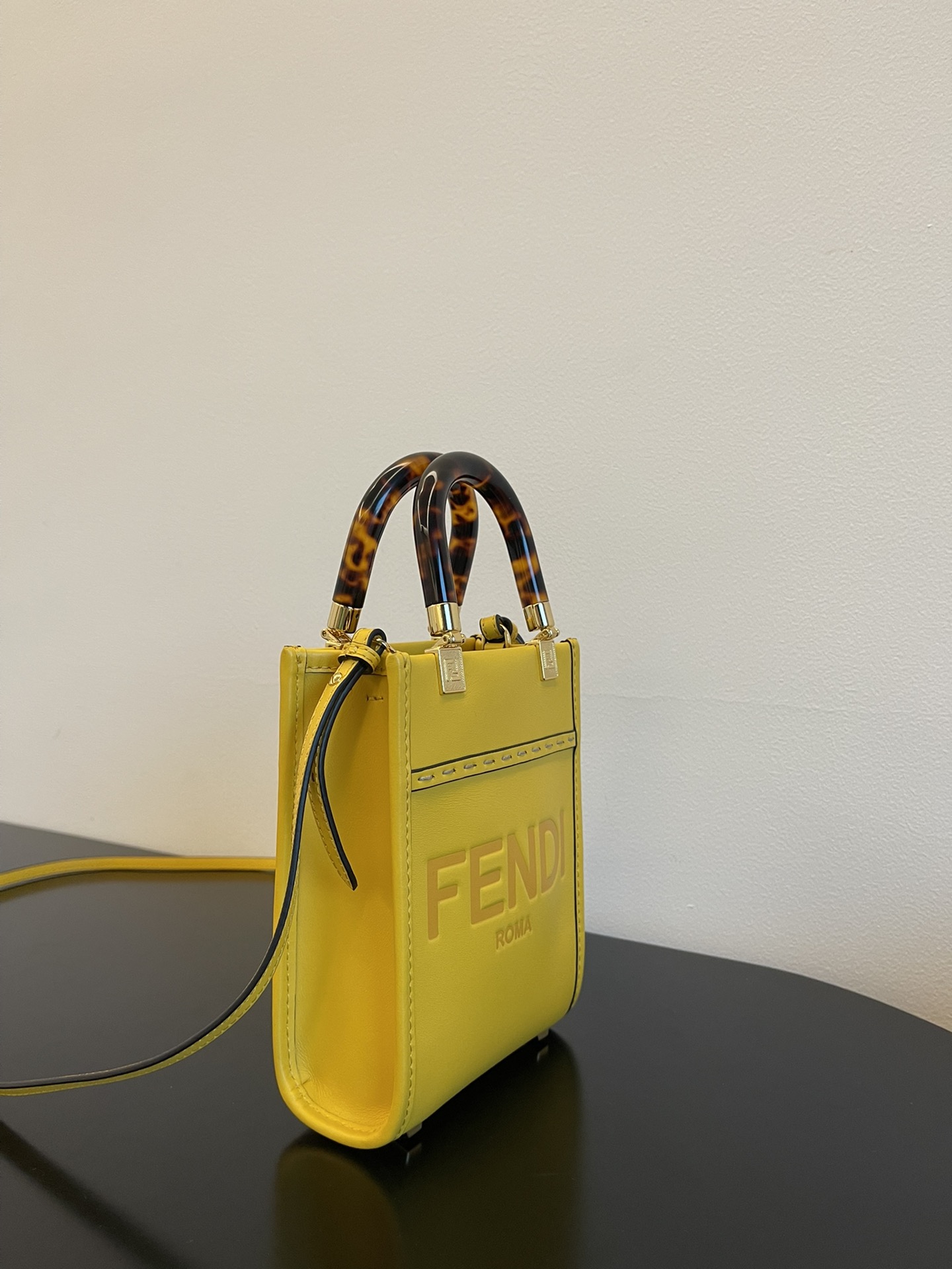 Bagsaaa F**di Mini Sunshine Shopper Yellow Leather - 18x13x6.5cm