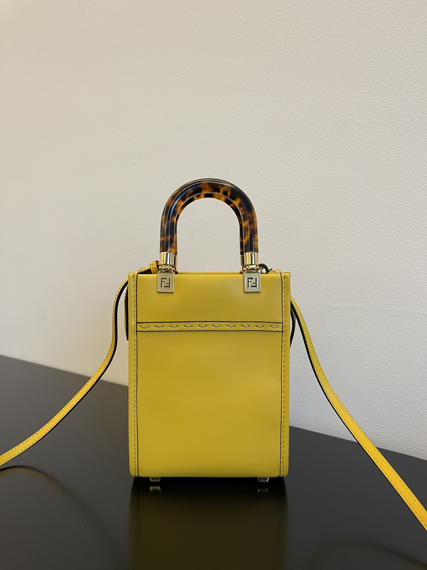 Bagsaaa F**di Mini Sunshine Shopper Yellow Leather - 18x13x6.5cm